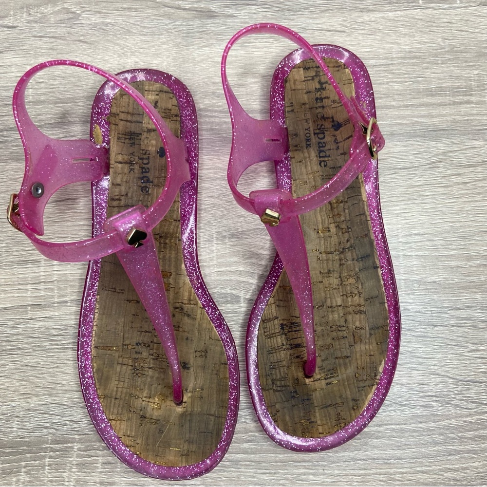 Kate Spade Pink Glitter Jelly Sandals Size 7 - Picture 2 of 8